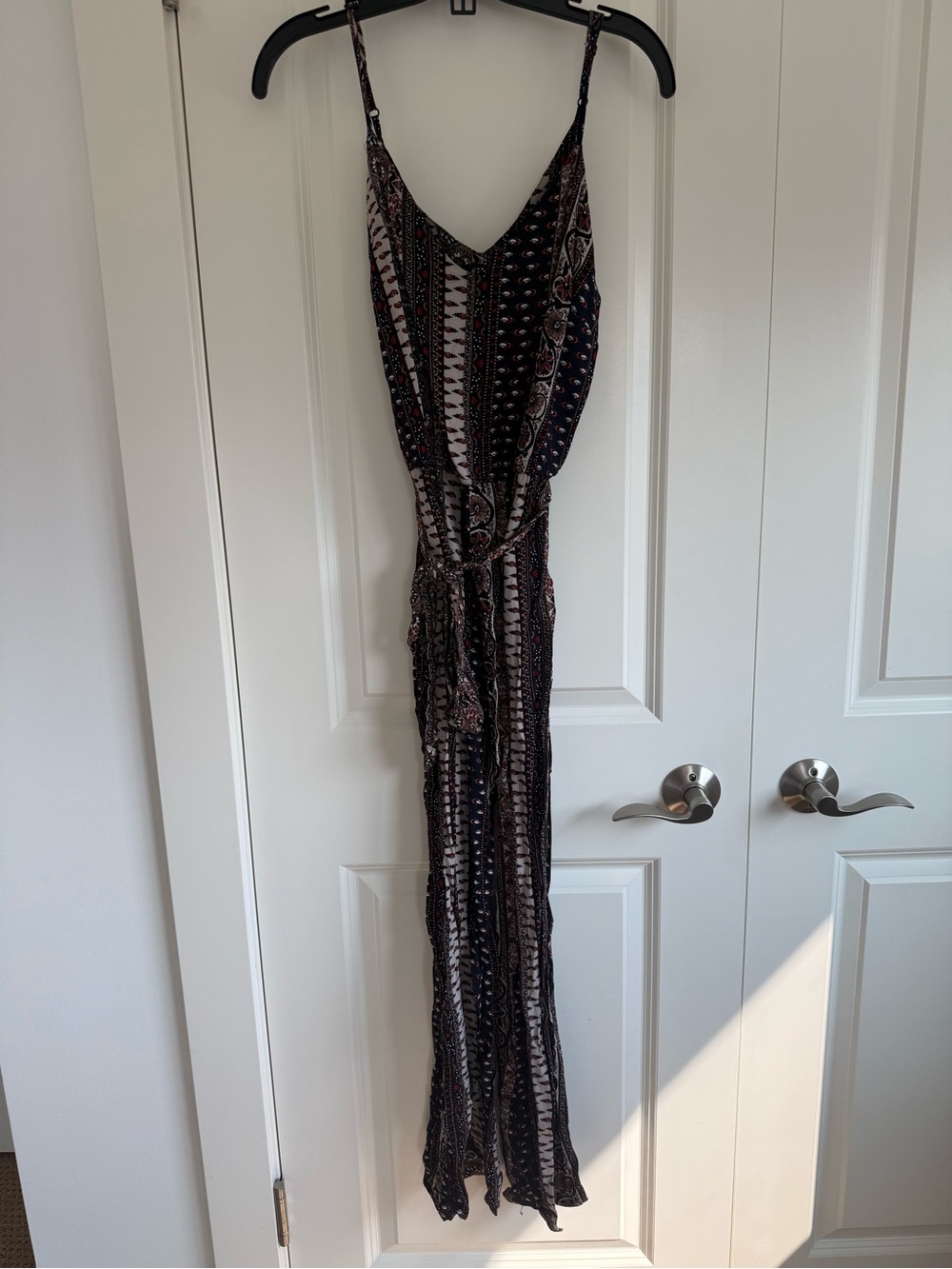 Forever 21 Black and Brown Printed Spaghetti-Strap Jumpsuit